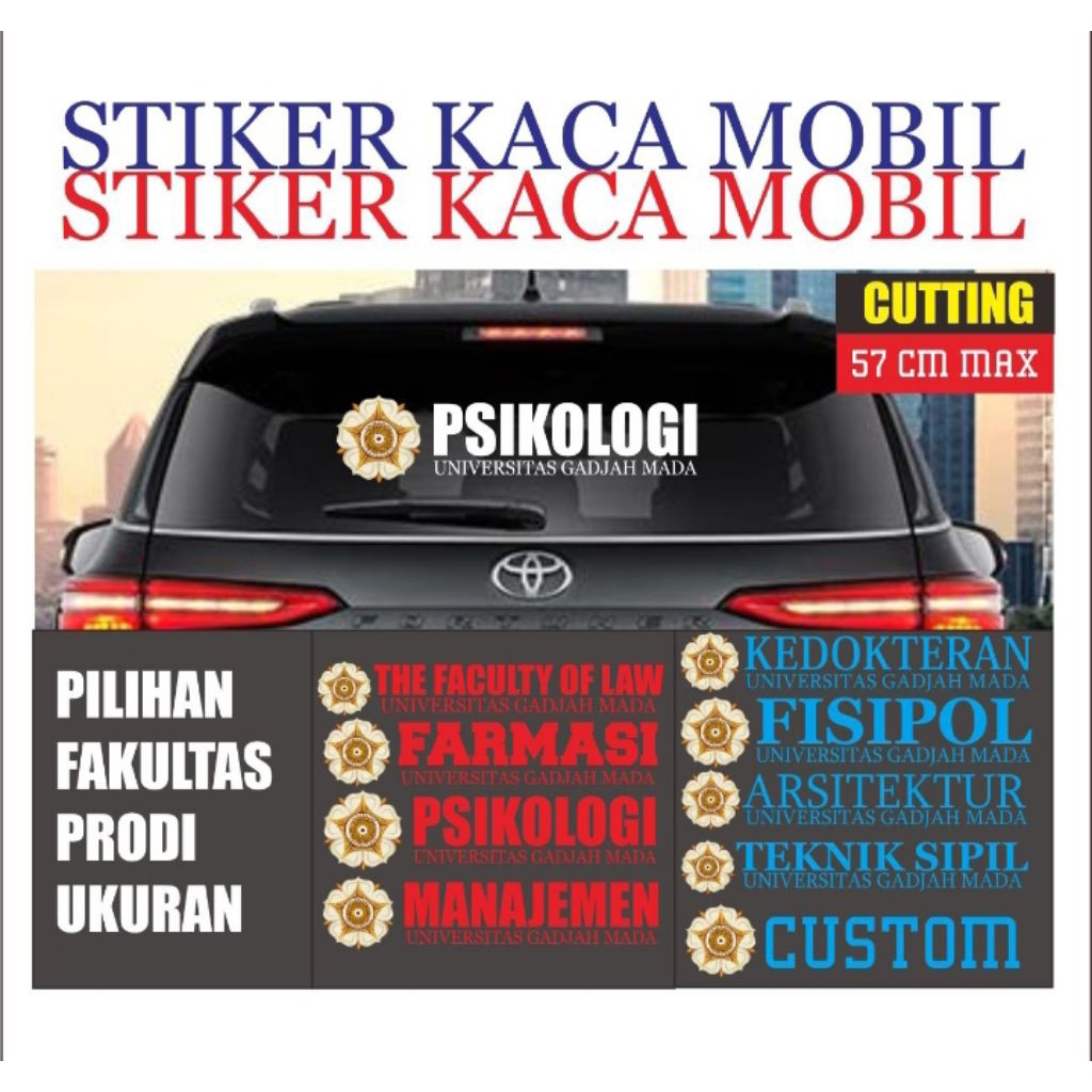 Stiker Kaca Mobil UGM Cutting Psikologi Kedokteran Dll