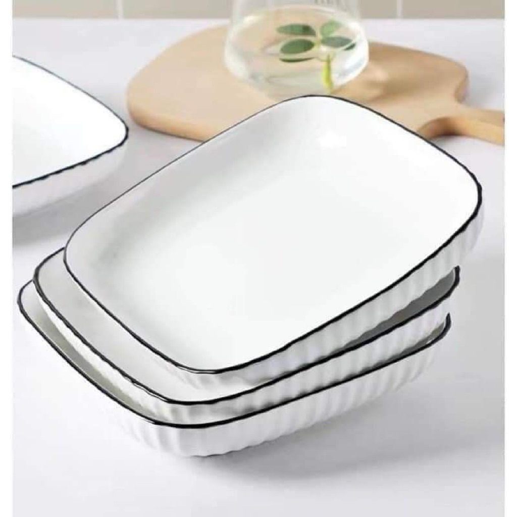 Piring Kotak Jepang 8,5 Inch / Piring Makan / Piring Keramik / Piring Dessert / Piring Makn Hotel / 