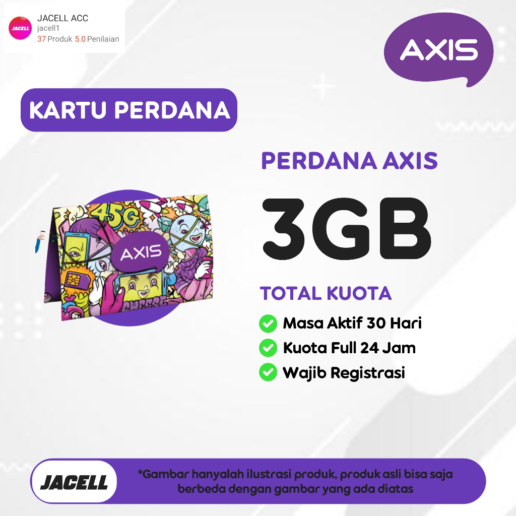 KARTU PERDANA KUOTA AXIS 3GB 30 HARI