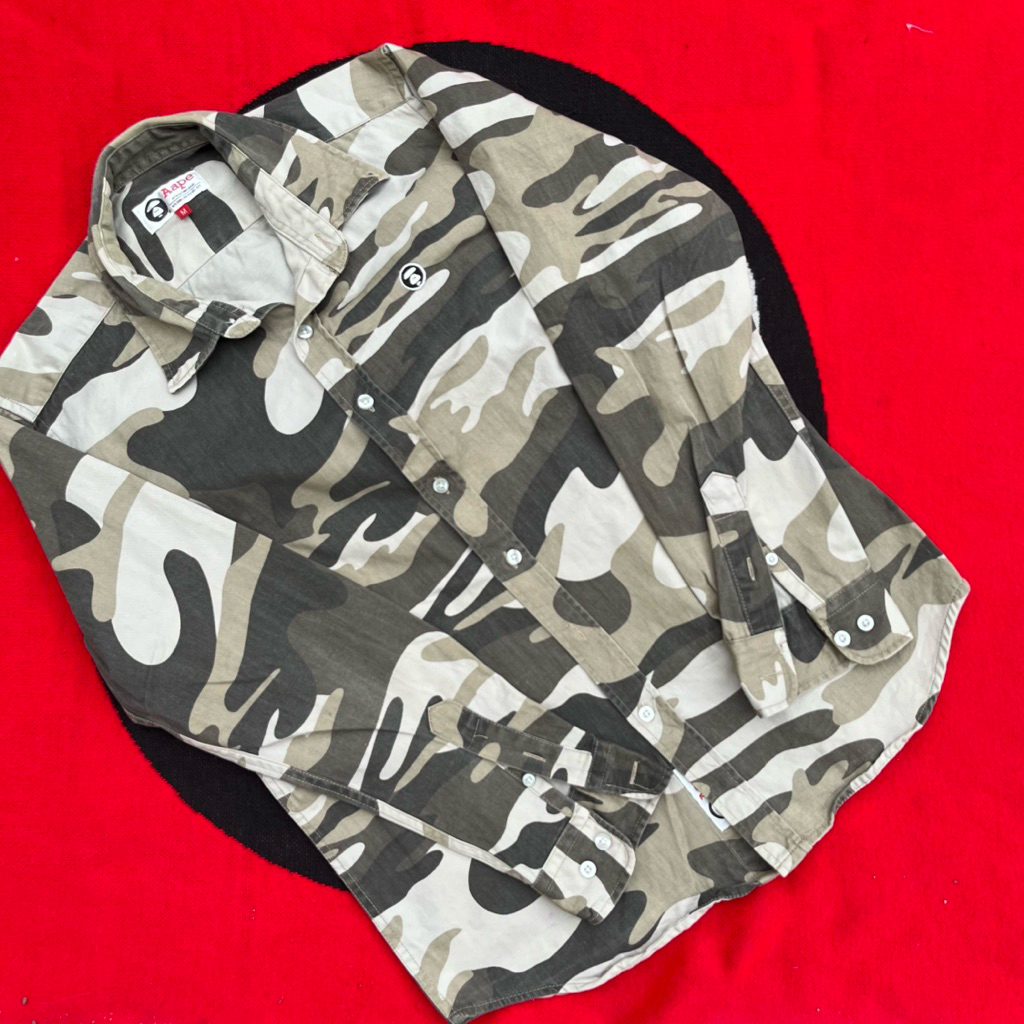 aape camo shirt button