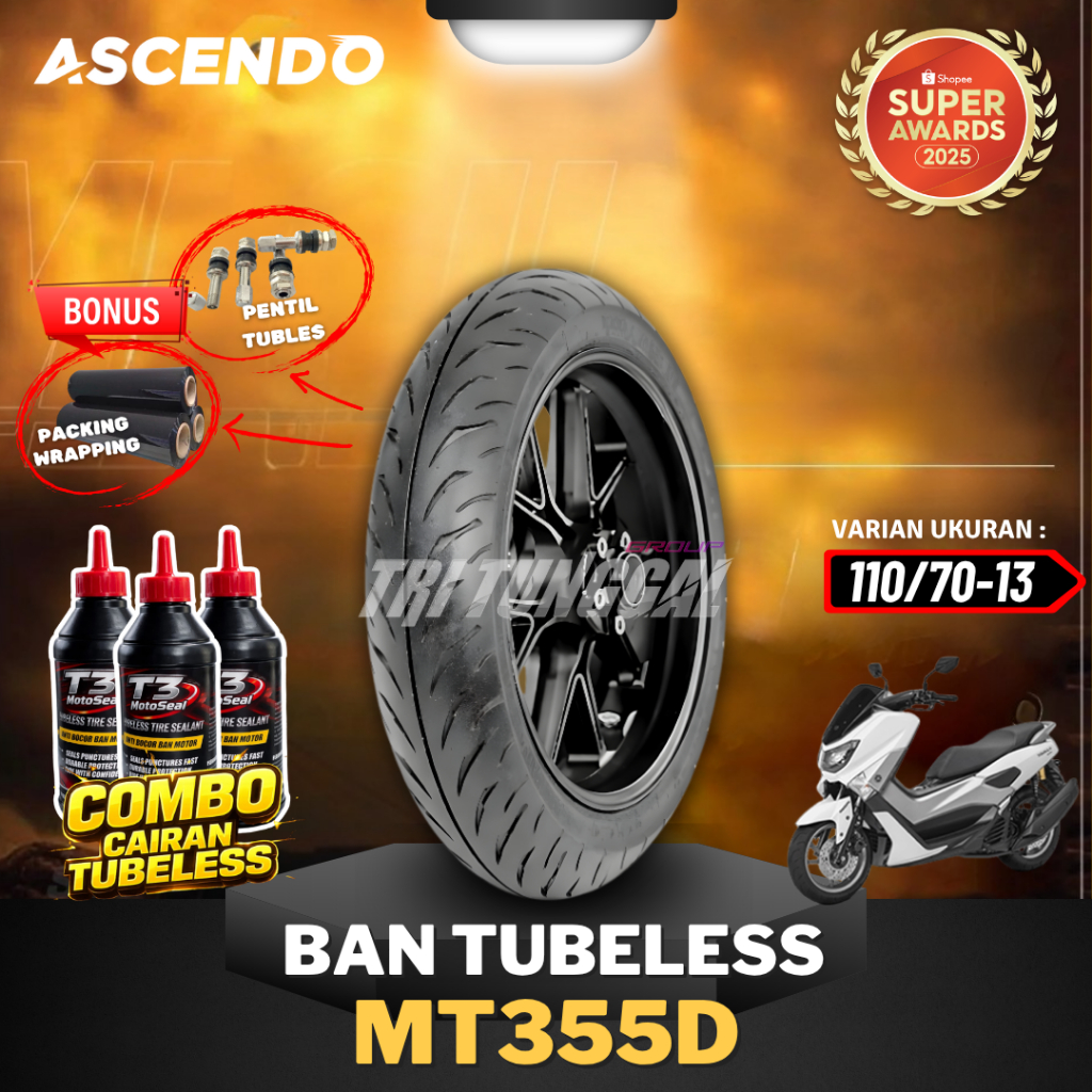 [READY COD] BAN ASCENDO MT355D TUBELESS ( 110/70-13 ) RING 13 BAN MOTOR MATIC NMAX / BAN NMAX  / ASC