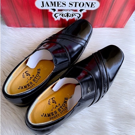PSPGN.CO | original brand james stone 854BK sepatu kulit pria loafer slip on 38