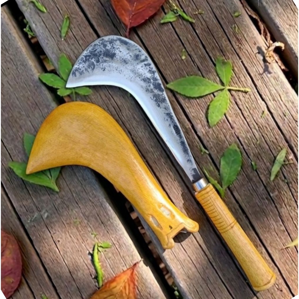 Gaet Serangka Ukir l Sabit Kebun [ PREMIUM ] Baja Per - Babat Ranting & Rumput Rawa Multifungsi SIAP