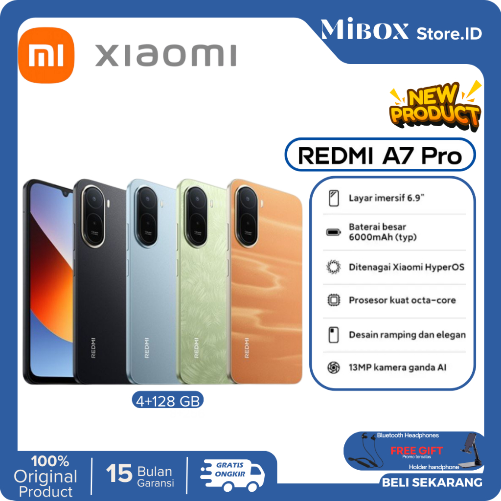 Redmi A7 Pro 4+128 GB | 6,88 inci | Unisoc T7250, 50 MP 6000 mAh New