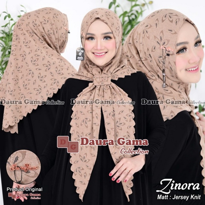 Hijab Jersey Zinora / Hijab Instan Segitiga Jersey Knit Laser Cut Variasi Gesper Cantik Daura Gama