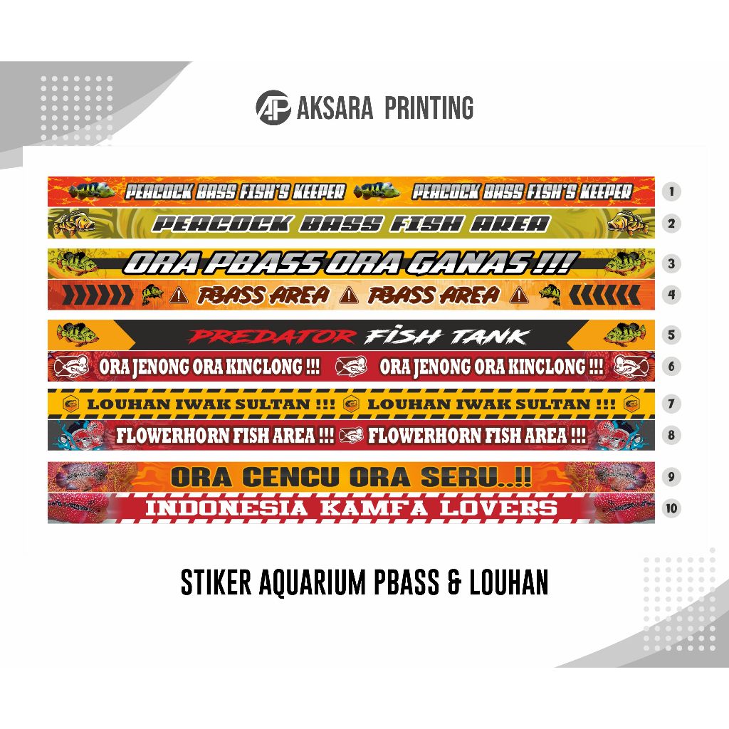 (Bisa Request) Sticker Aquarium Stiker Aquarium Stiker Tank Sticker Tank Tema Pbass dan Louhan