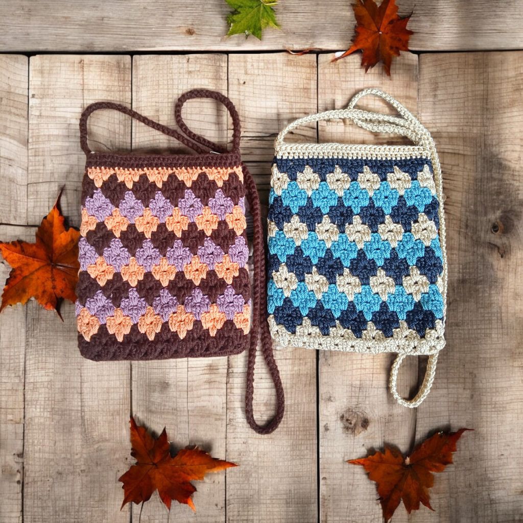 Tas HP dompet Rajut granny Flower plus furing