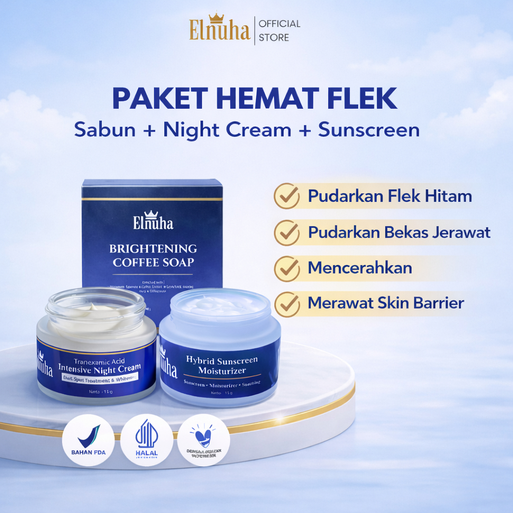ELNUHA Paket HEMAT Flek Mengatasi Flek Hitam, Bekas Jerawat, Hiperpigmentasi, Dark Spot BPOM HALAL