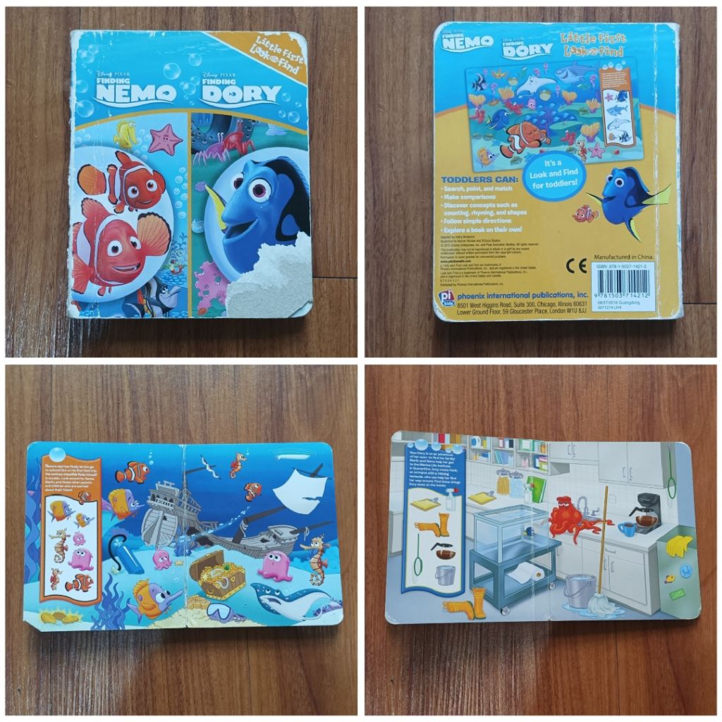 Preloved Buku Hardbook Aktivitas Anak Little First look and find : Disney Pixar finding nemo / findi