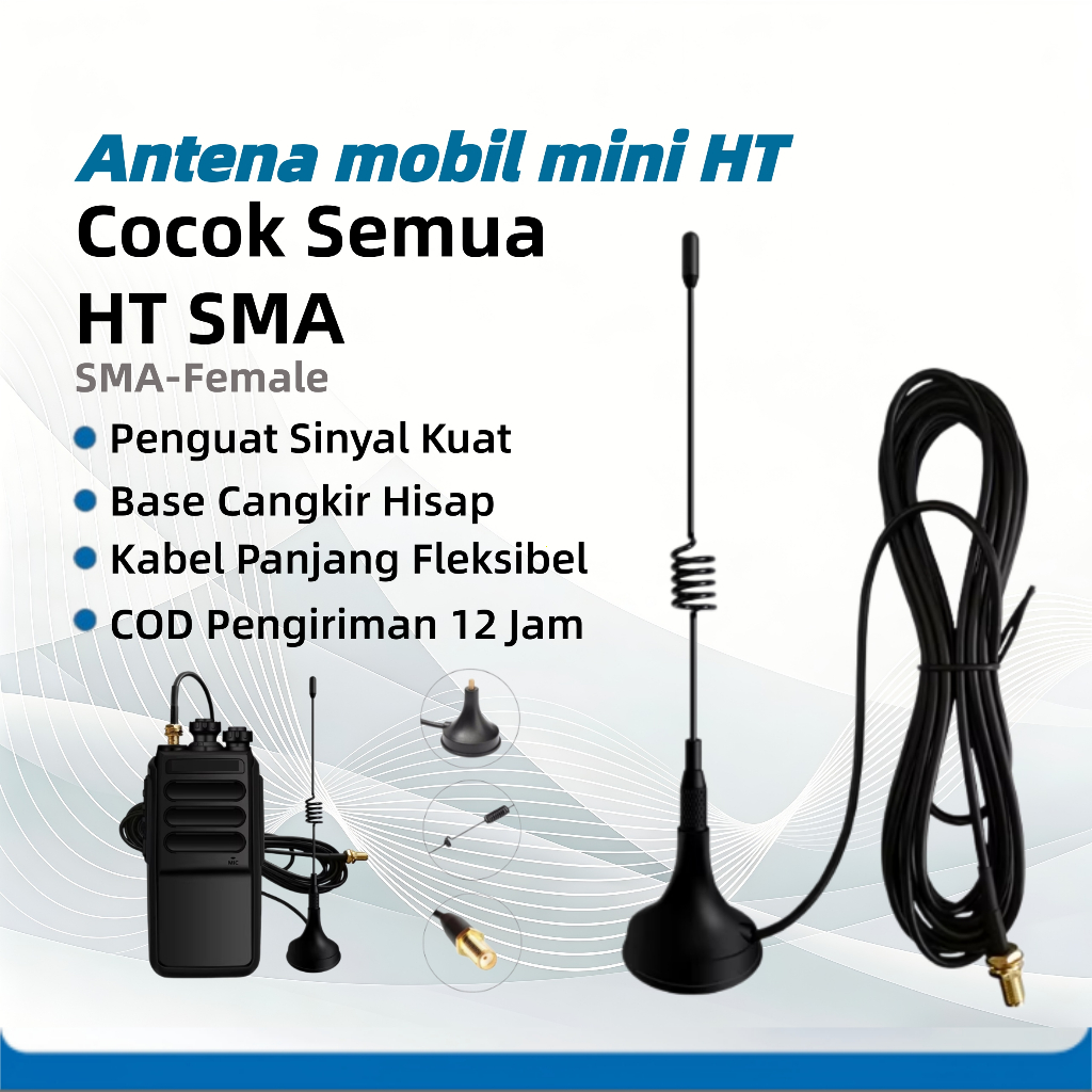Antena HT Mini Mobil SMA Universal 100% Original Penguat Sinyal Kuat Walkie Talkie Handy Talkie Base