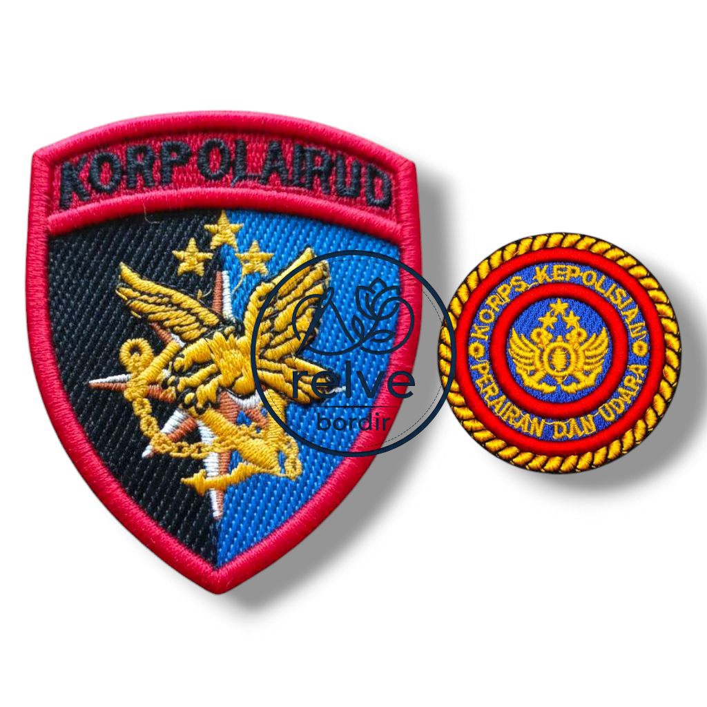 Bet Bordir Timbul Korps Polairud & Logo Roda Polairud - Atribut Polri 3D High Quality Termurah