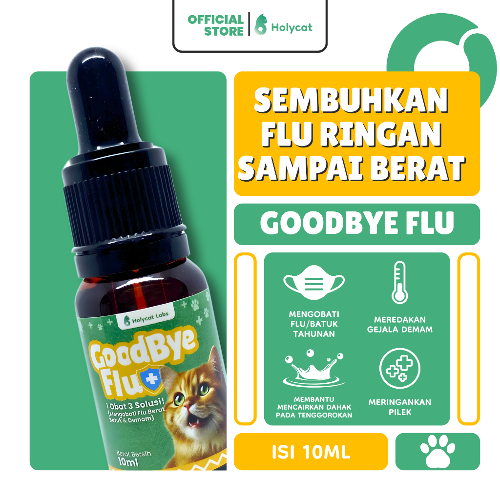 Holycatlabs obat flu pilek demam batuk 3 in 1 buat kucing kitten dewasa ampuh