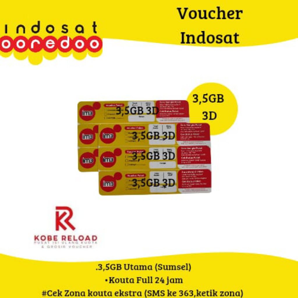 Indosat Voucher 3hr 3,5GB (+100mnt Telp IM3 & Tri)