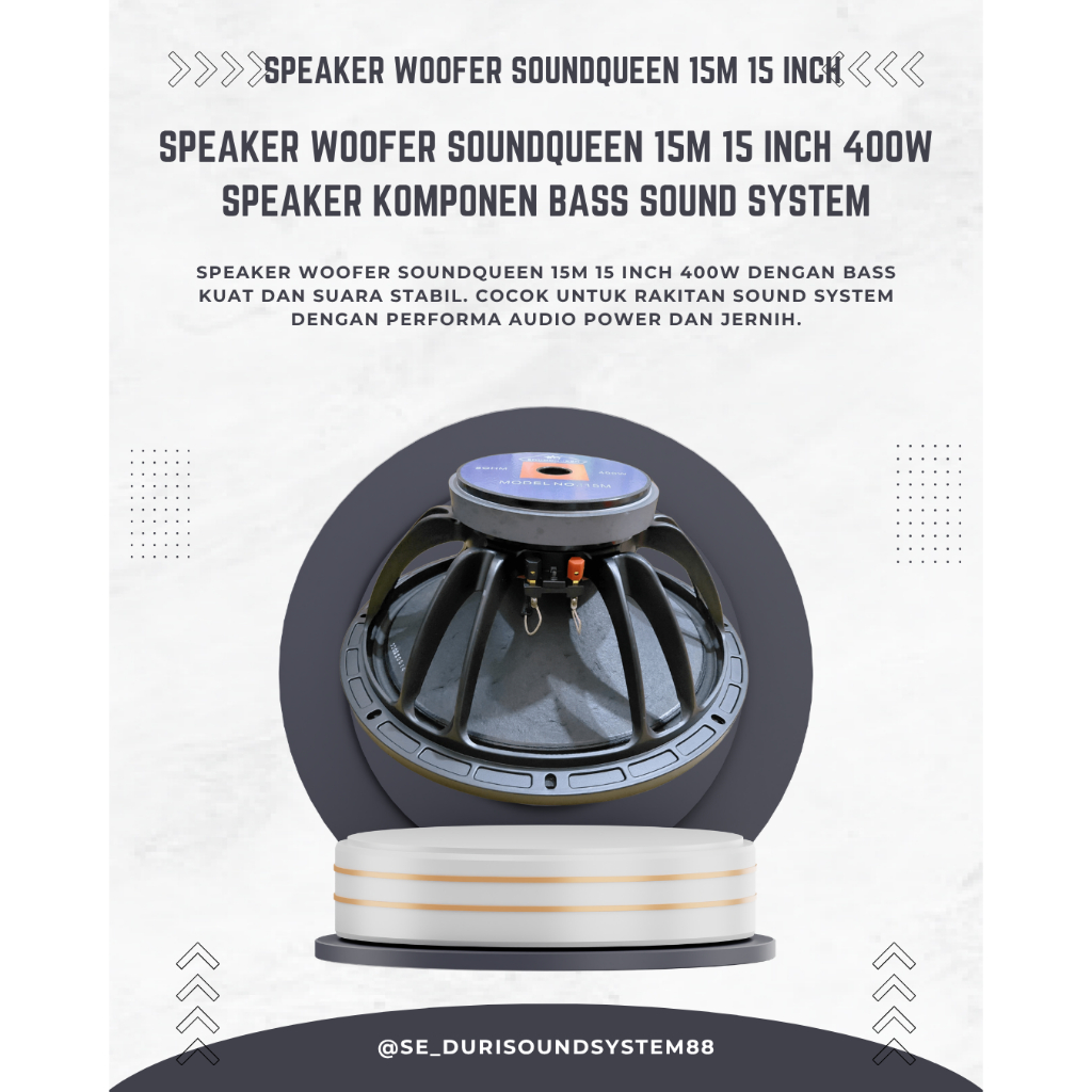 Speaker Woofer Soundqueen 15M 15 Inch 400W Speaker Komponen Bass Sound System