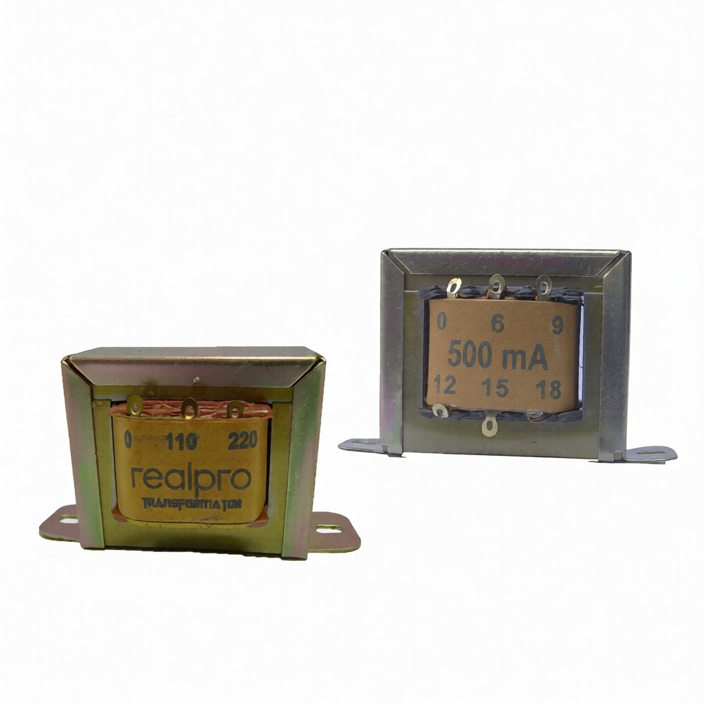 Trafo 500 mA 0 - 18V non CT engkel Merk Realpro