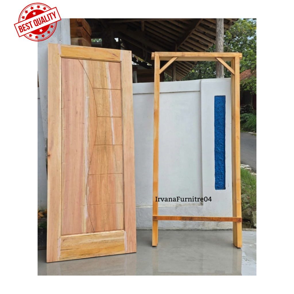 READY STOCK Daun Pintu & Kusen 1 set Kayu Mahoni | Ukuran 200x80 | Pintu Rumah | Pintu kamar