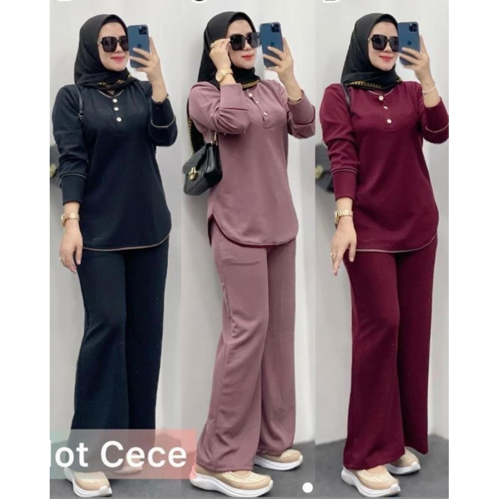 ONE SET KNIT SETELAN CELANA KULOT FULL KNIT