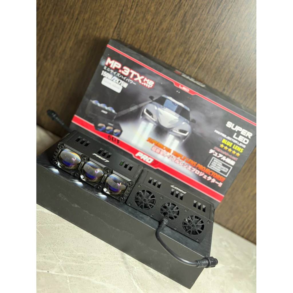 READY INSTAN MINI PROJI PRO7 MP3TX M2 TRIPLE LENS 150W