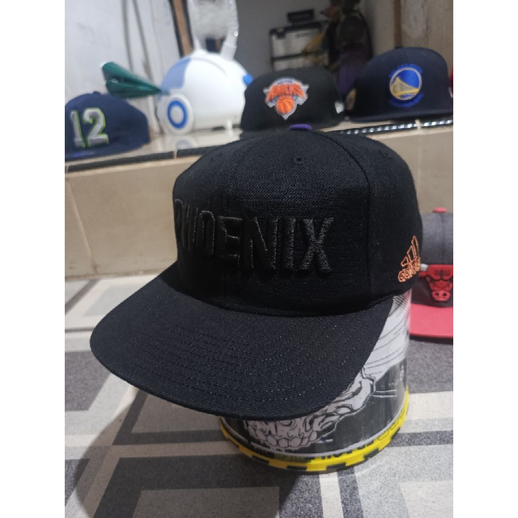Topi Snapback Phoenix Suns Adidas NBA Original Look - Topi Basket Hitam Bordir Tebal