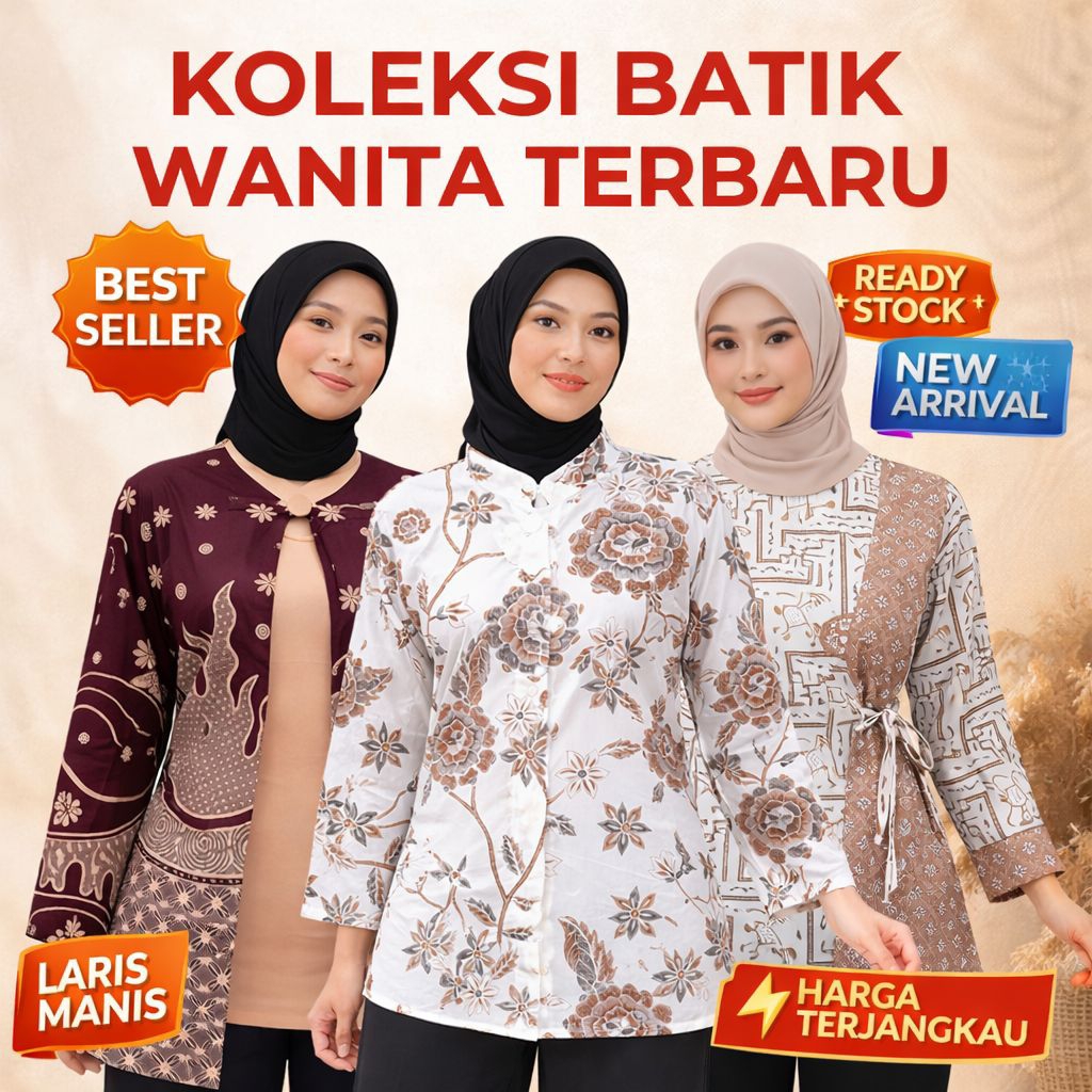 batik atasan wanita blouse atasan kantoran atasan kuliahan batik atasan anak muda terbaru