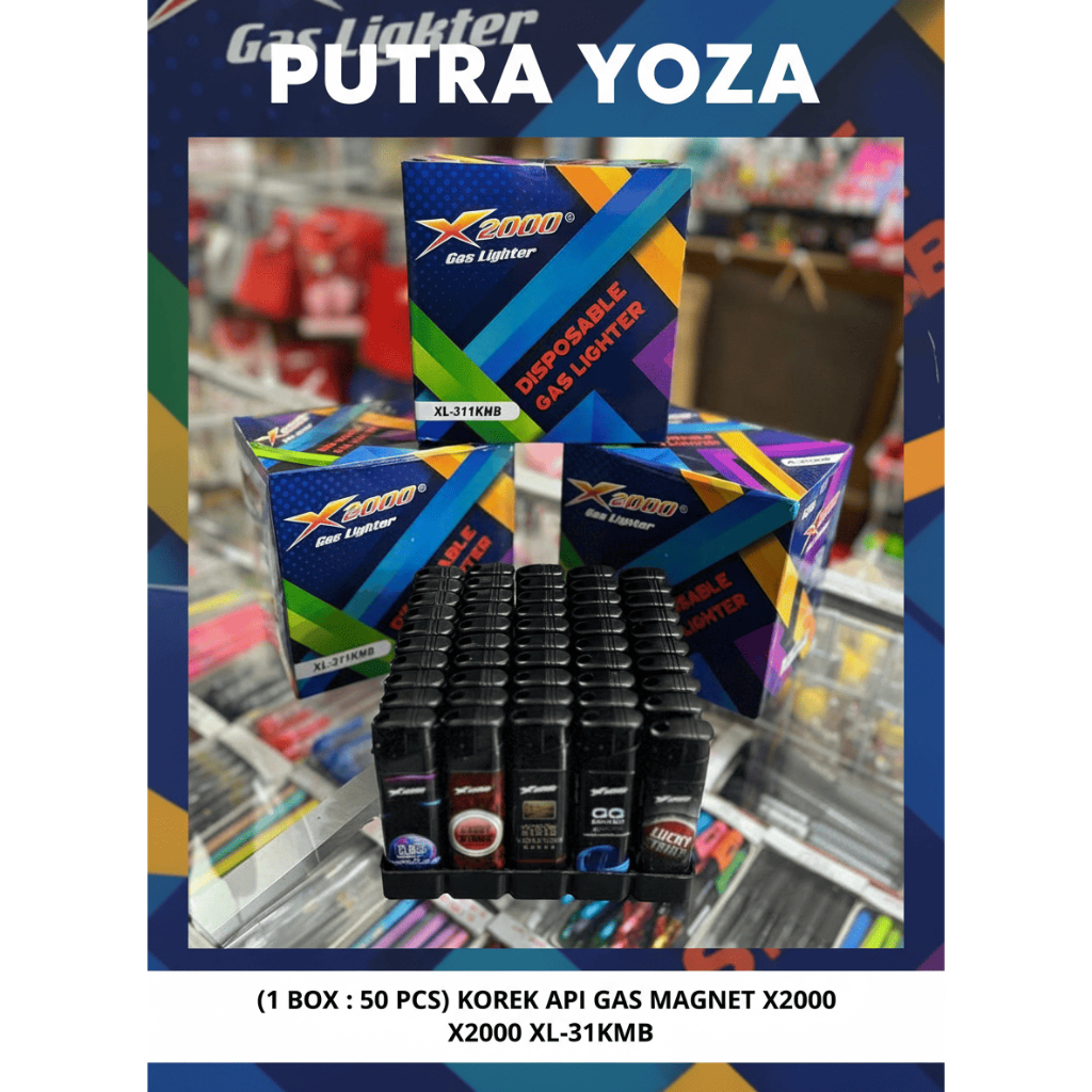 (1 BOX ISI 50 PCS) KOREK API X2000 XL-311KMB KOREK API GAS MAGNET / DISPOSABLE GAS LIGHTER X2000
