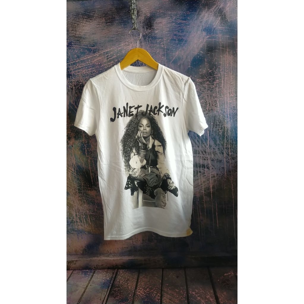t-shirt kaos putih Janet Jackson singer bekas