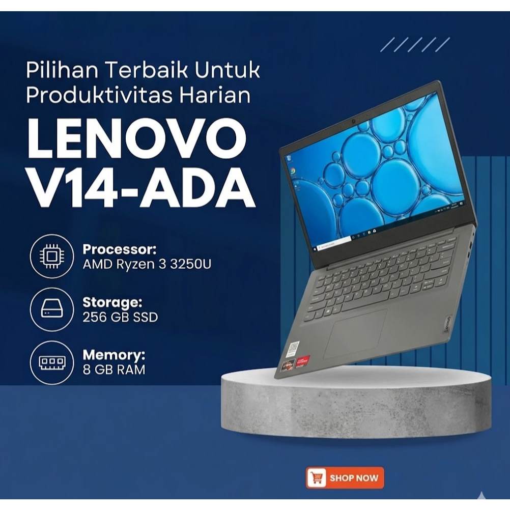 Laptop Lenovo V14-ADA AMD Ryzen 3 3250U Ram 8Gb Ssd 256Gb Grey Windows 10/ 11