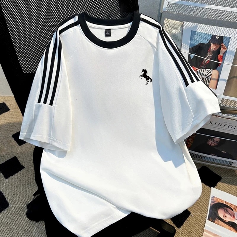 SEZO Baju Wanita Putih Black Kaos Premium Lengan Pendek Oversize Pola cetak Puma hitam tunggal Atasa