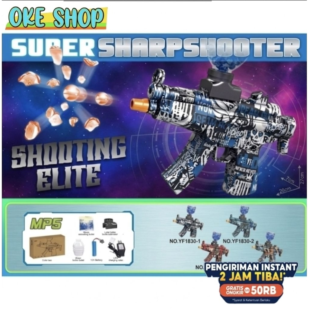 Shooting Elite Electric Gel Blaster MP5 - Mainan Tembakan Water Bomb Otomatis