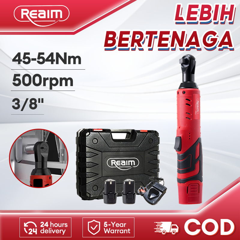 Reaim 3/8" Pneumatic Ratchet Wrench - Kunci Angin Ratchet dengan Output Torsi Maksimal