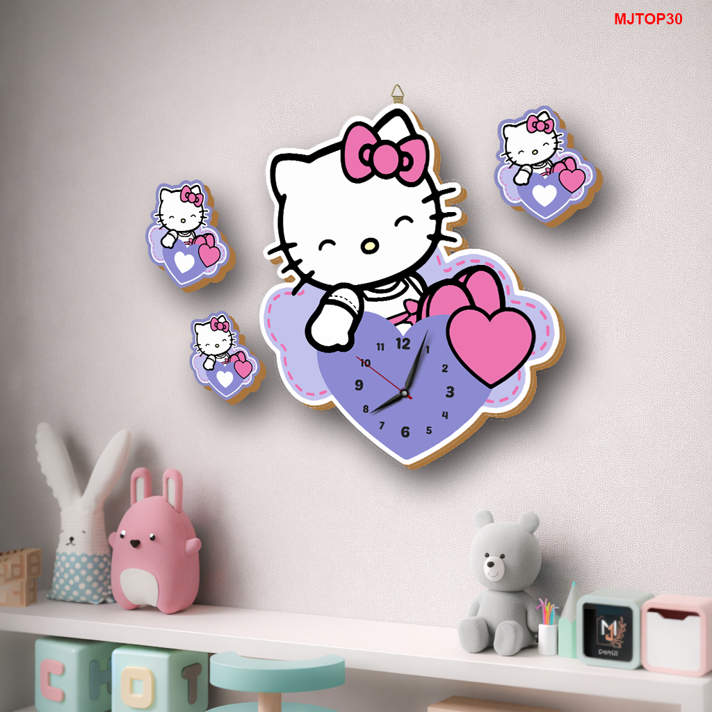 Jam Dinding Ukir Sweet HOME hello kitty Hiasan Dinding Ruang Tamu Kamar tidur mjtop30