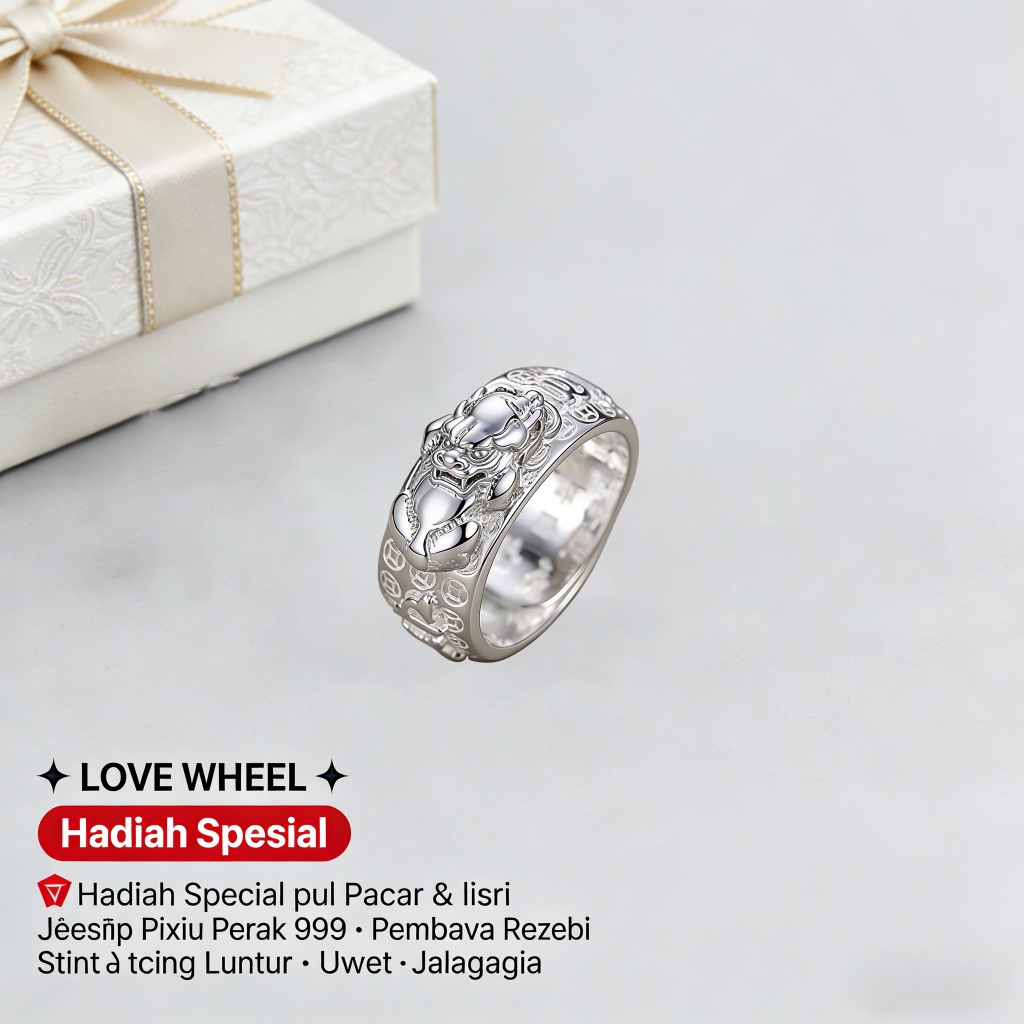 Cincin Pixiu Perak 925 / Model Terbuka Maskulin / Simbol Kekayaan