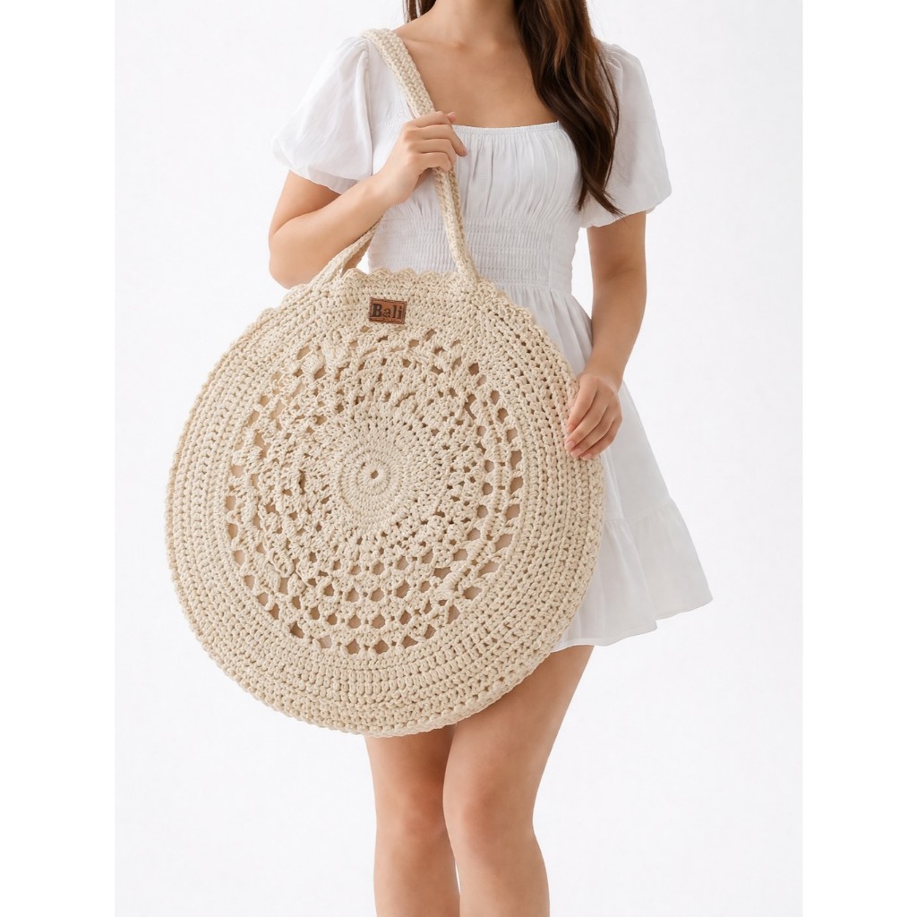 TAS SELEMPANG RAJUT WANITA BALI HAND MADE | BENANG KATUN RAJUT