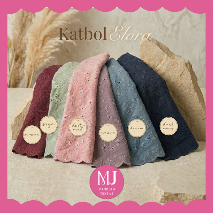 Kain Katbol Katun Bordir Bolong "ELORA" Premium Motif PREMIUM Halus Murah Per Setengah Meter Untuk B