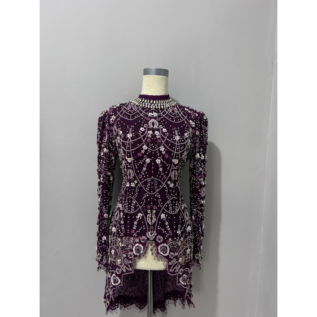 ready  kebaya payet chantily burgundy