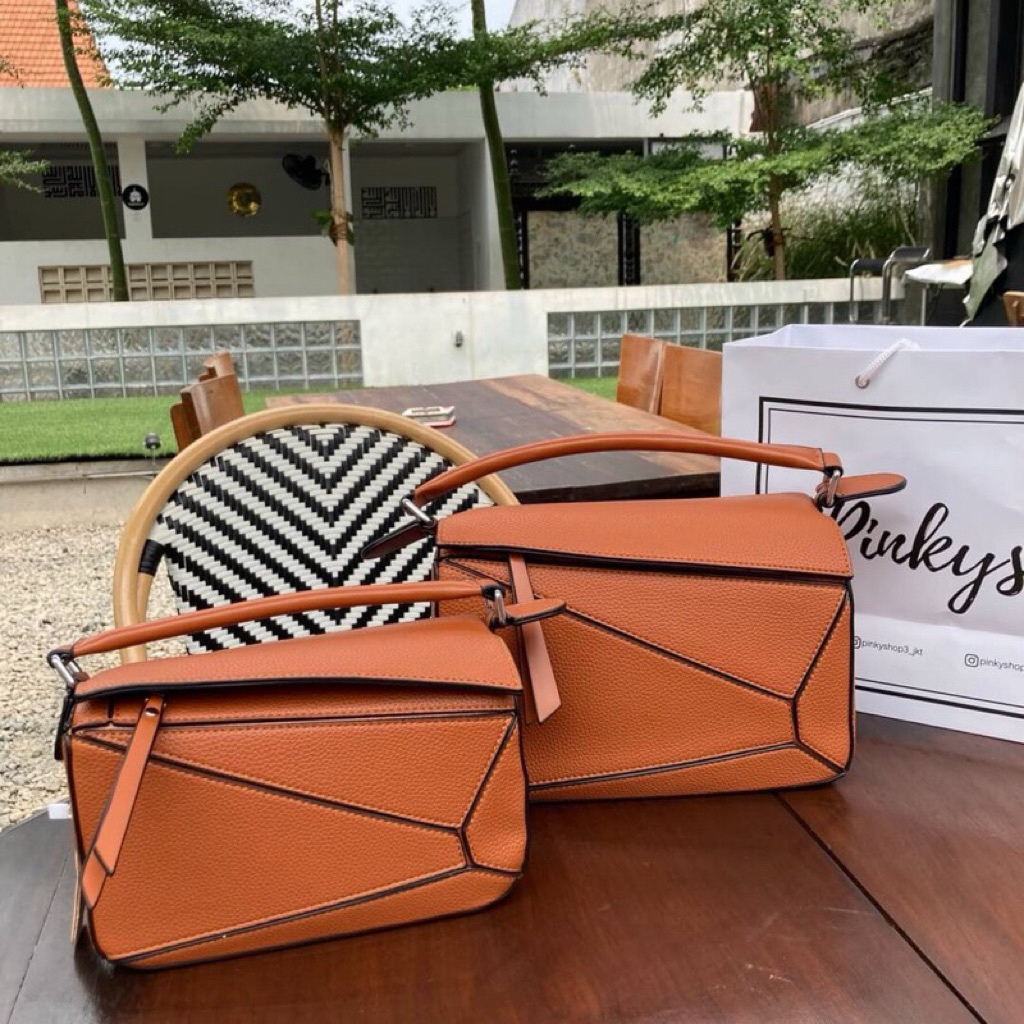 [PRELOVED] BROWN L SMALL PUZZLE BAG SLING WOMEN FASHION TAS COKLAT