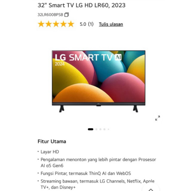 LG Smart Tv 32” inch 32LR60
