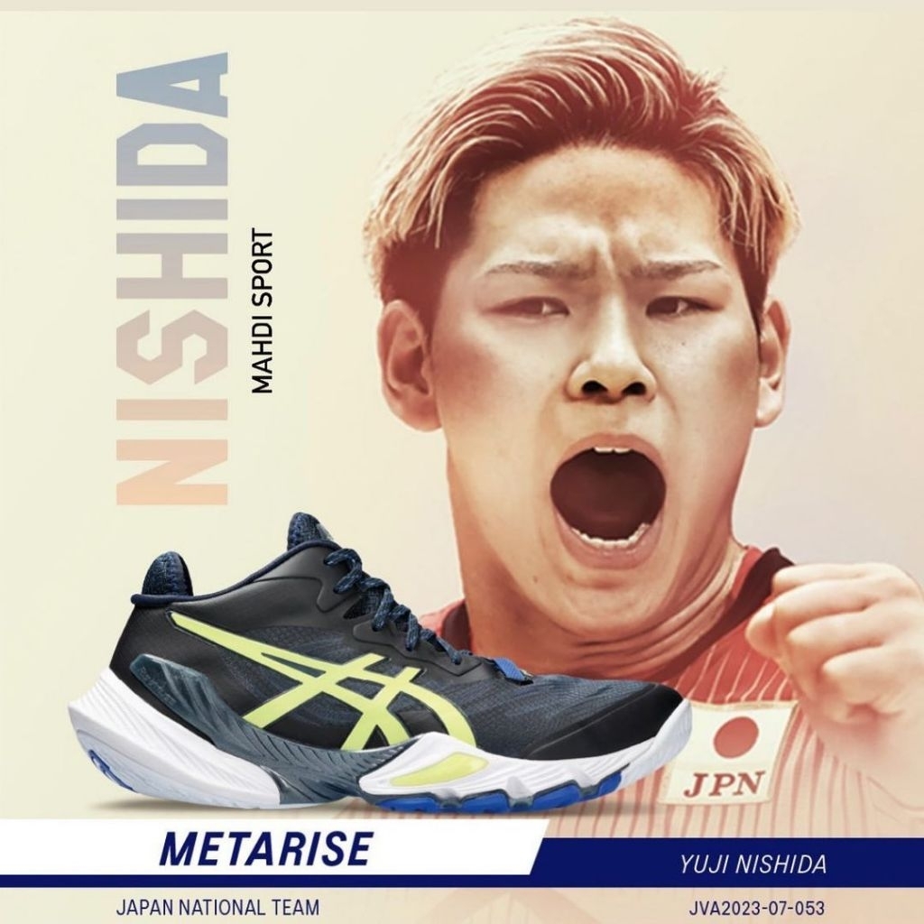 Sepatu Running Volley ASICS METARISE FRECH BLUE GLOW YELLOW 1051A058-401