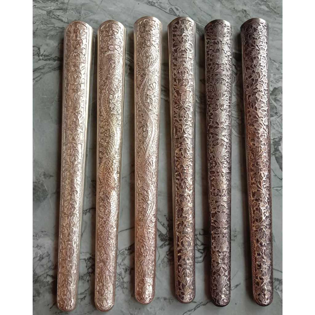 Pendok Keris Model Bunton Templek Jogja 1,2ml Bahan Kuningan Sepuh Perak