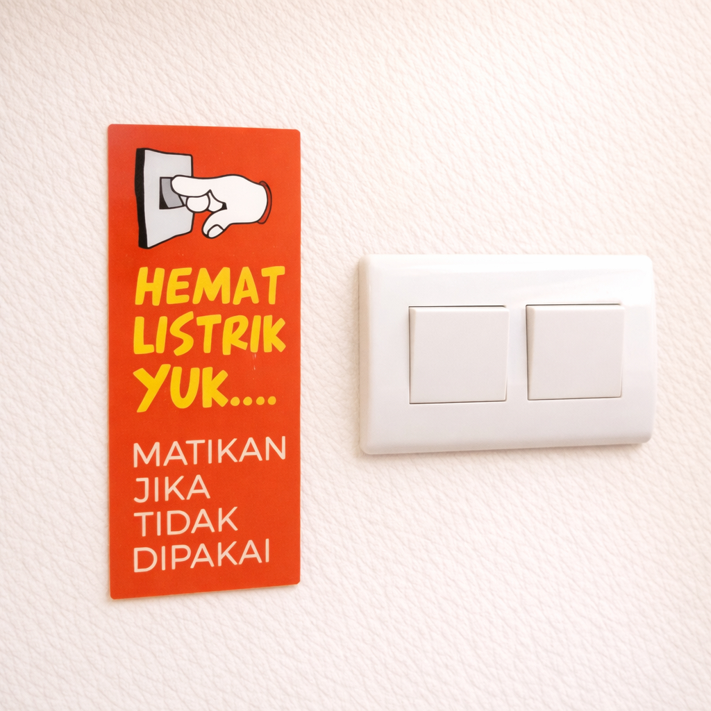 Stiker Hemat Listrik | Stiker Hemat Listrik Waterproof, Matikan Lampu, Stiker Matikan Listrik