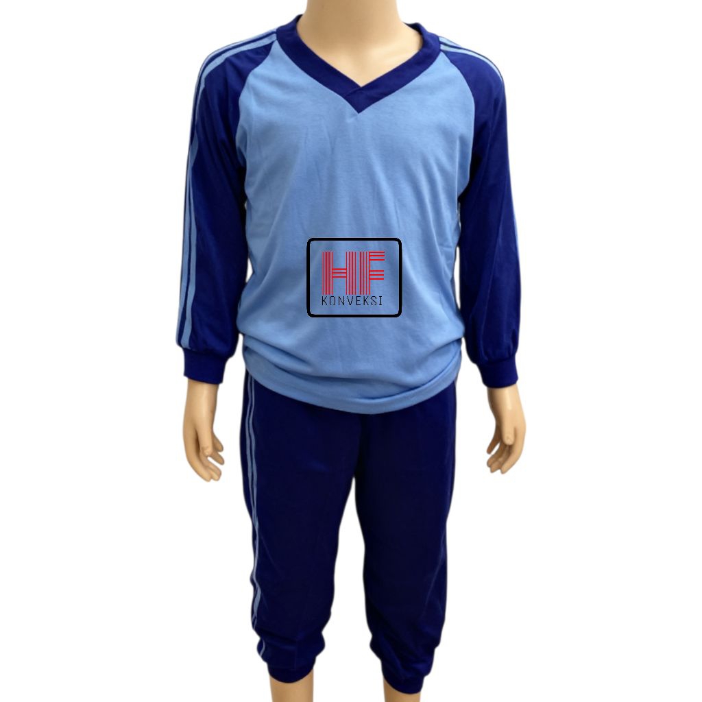 Seragam olahraga tk paud reglan biru