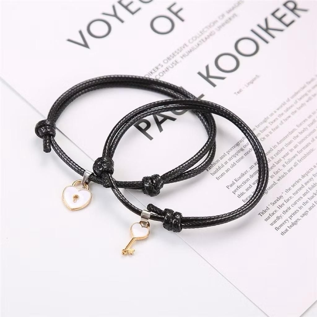 (2PCS) Gelang Couple Magnet Love Dn Gelang Couple Kunci / Gelang Couple Pria Wanita / Gelang Fashion