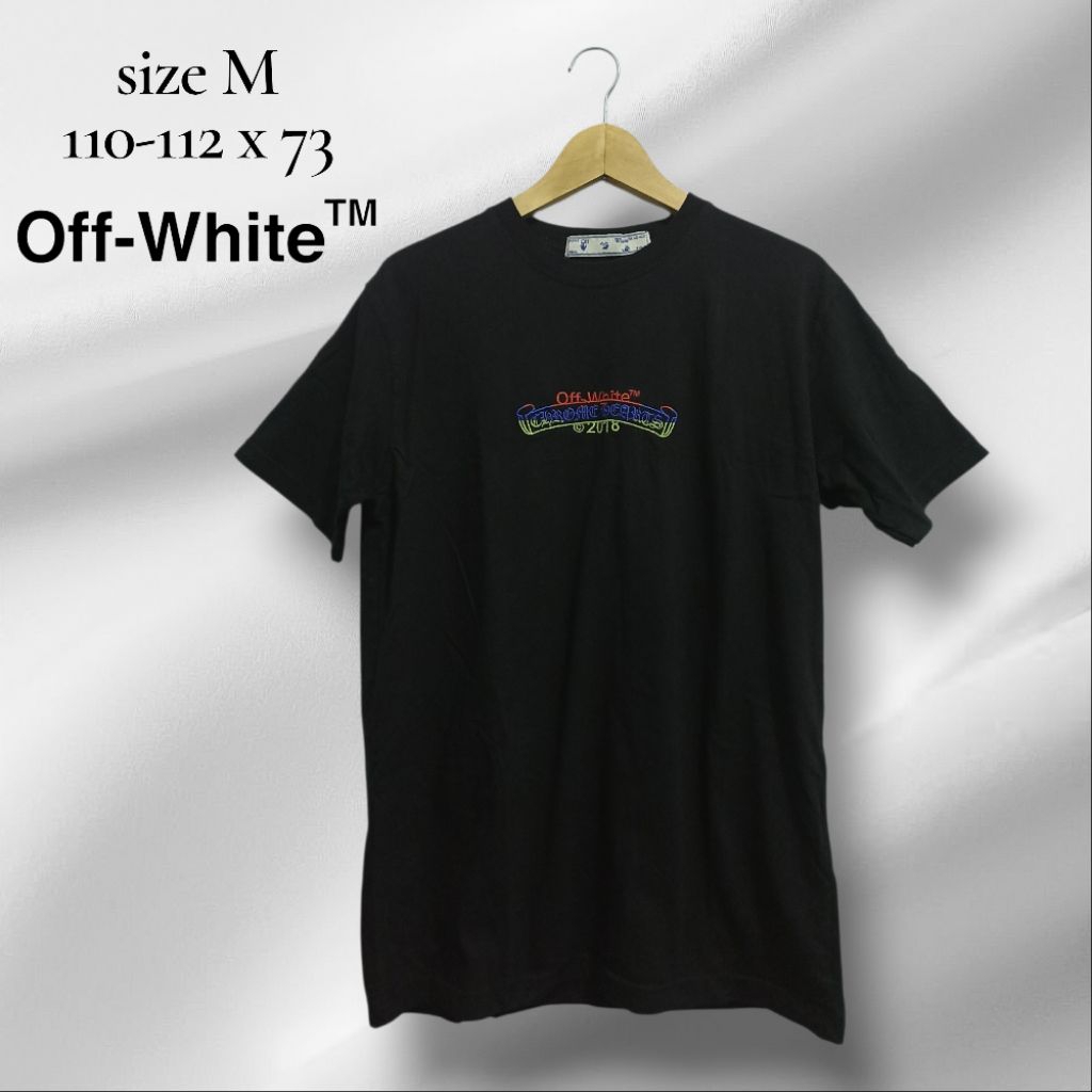 kaos t-shirt ow off-white x CH hitam sz M