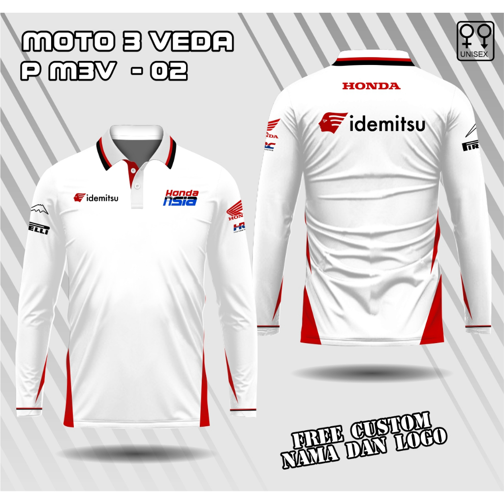 jersey polo Honda Team Asia Moto3 2026 lengan panjang Veda Ega Pratama jersey Motogp racing team hon