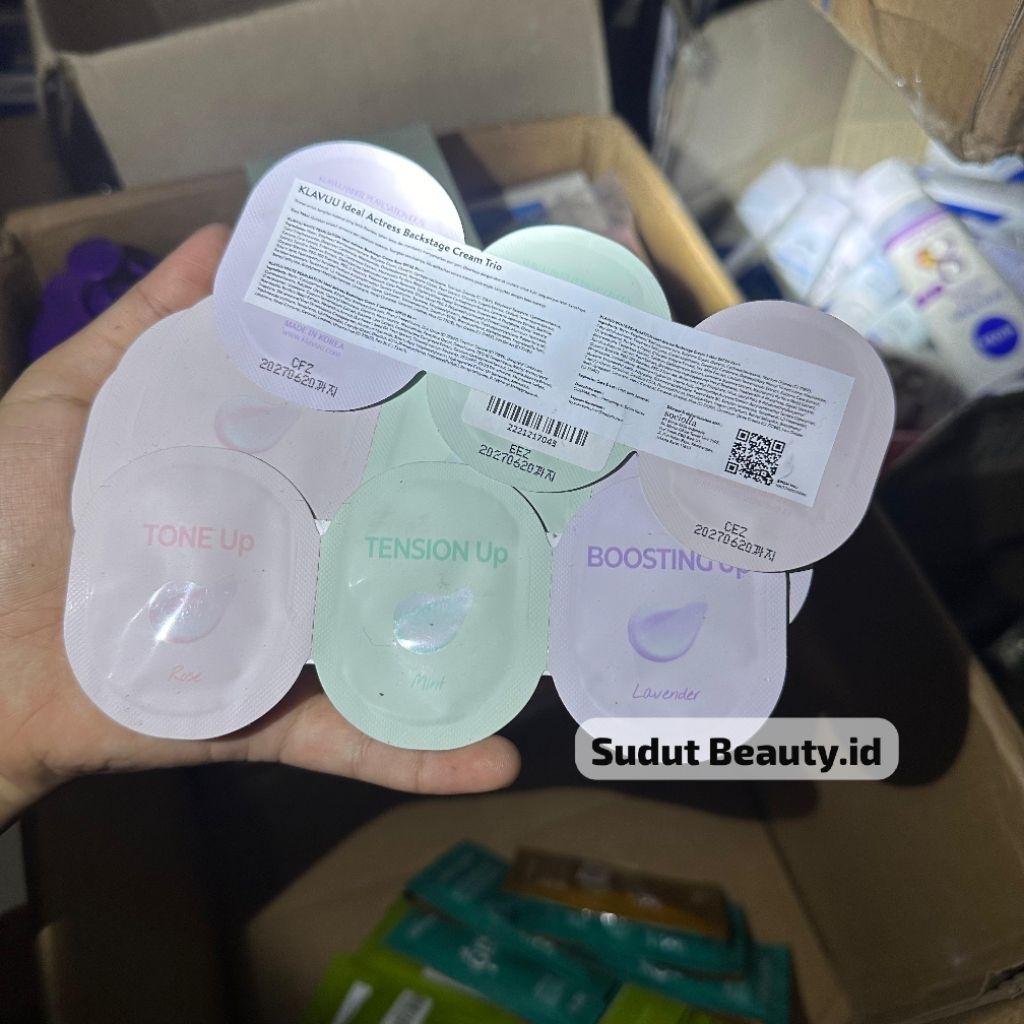 Klavuu Sample tone up tension up boosting up klavuu Actress Backstage Cream Trio Spf30 PA++ 2ml