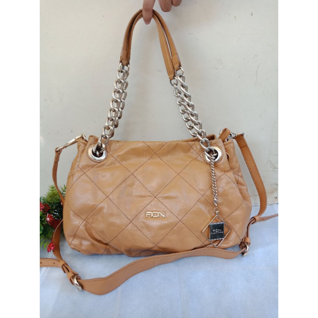 TAS FION RANTAI KULIT ASLI, FION SHOULDER BAG, TAS FION KULIT