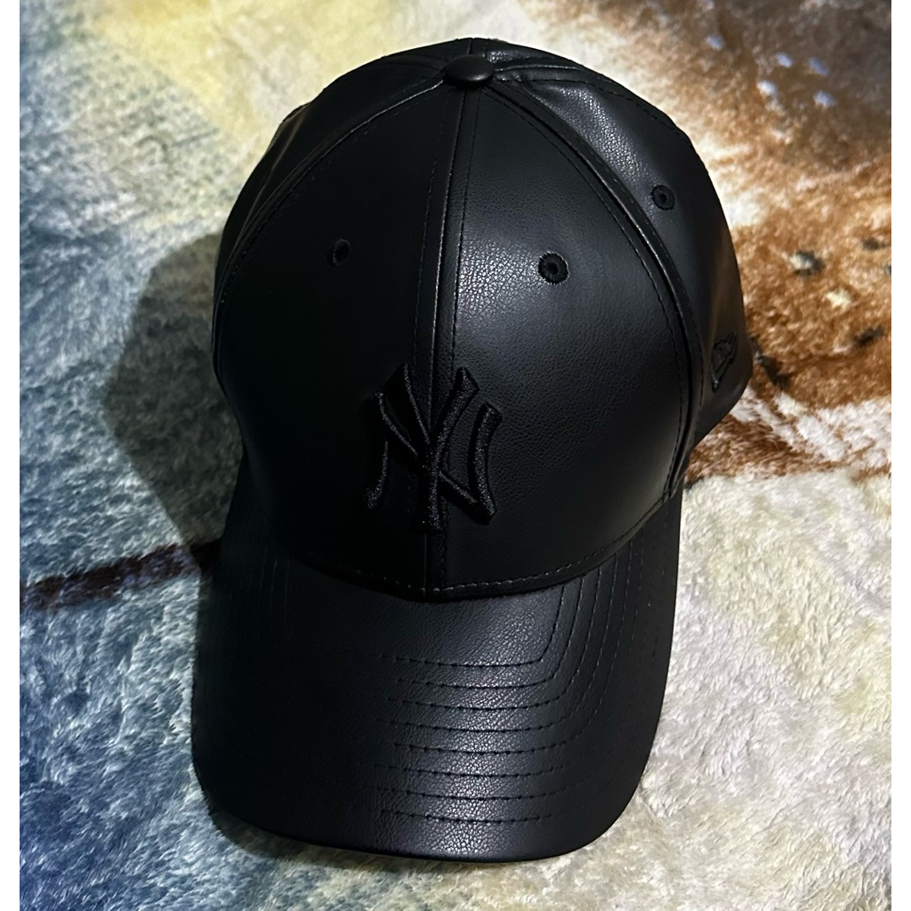 Topi New Era NY Kulit Leather Original Black