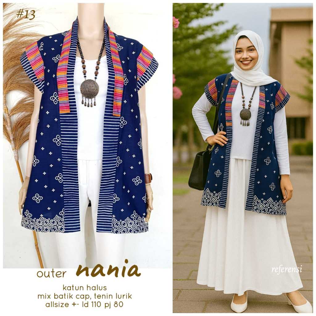 ATASAN WANITA OUTER CARDIGAN ETNIK BATIK MIX TENUN LURIK BY BATIEK