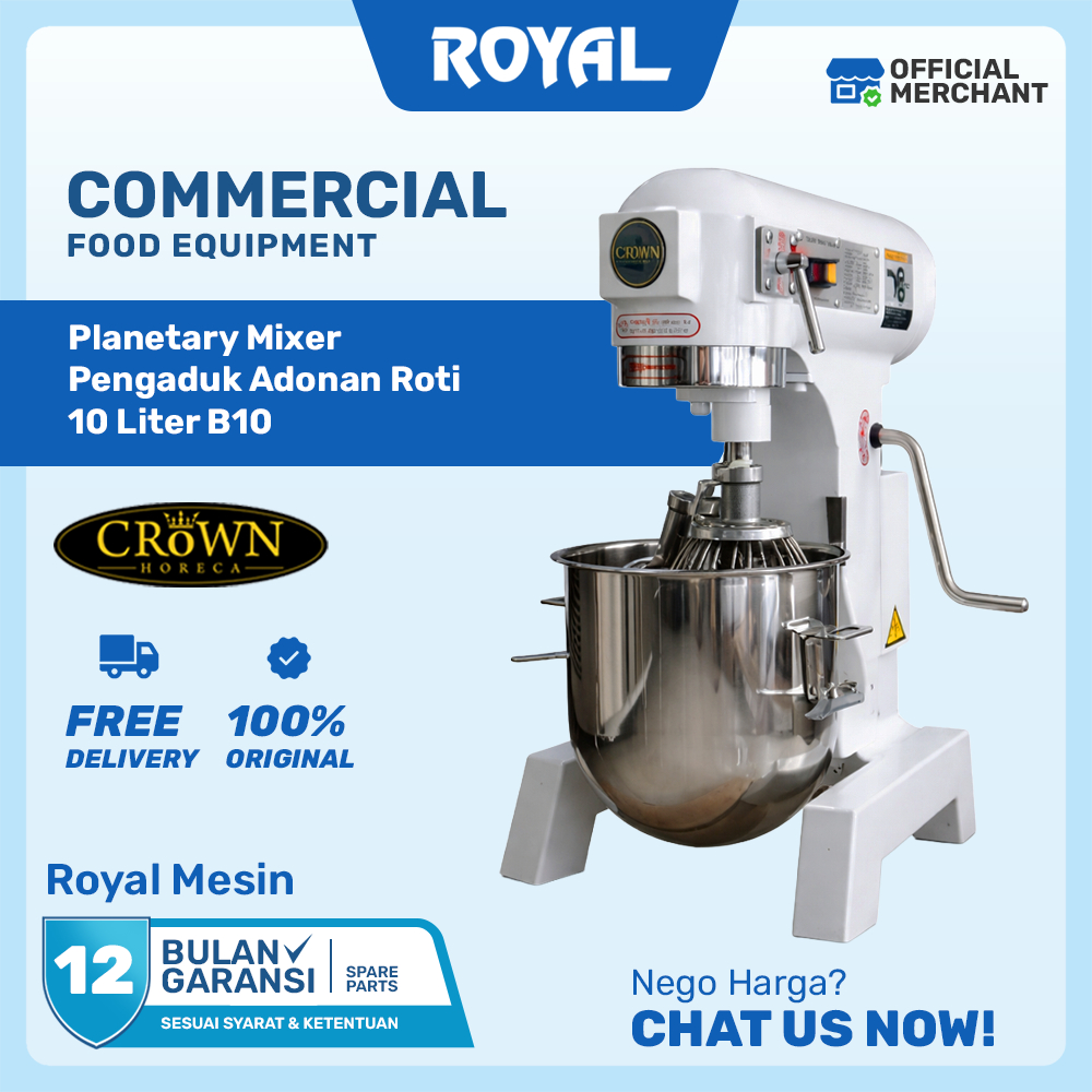 Planetary Mixer CROWN 10 Liter B10 Mesin Pengaduk Adonan Roti Donat Kue Bolu