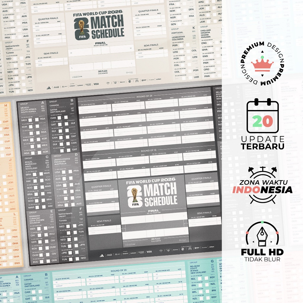 POSTER JADWAL PIALA DUNIA 2026 United States, Mexico & Canada